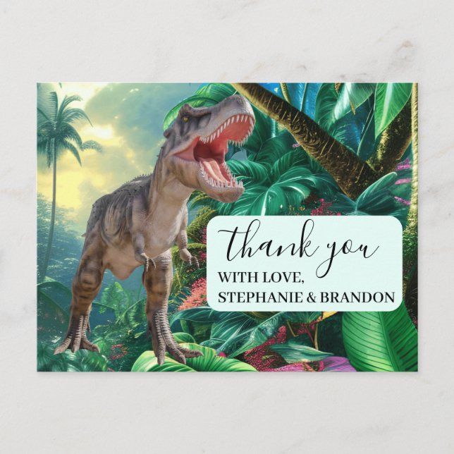 Cartão Postal Obrigado Cartaz do Mundo Jurássico aos Dinossauros (Frente)