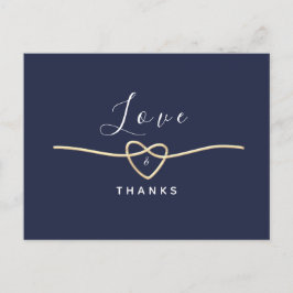 Cartão Postal Obrigado Casamento Azul Marinho Minimalista