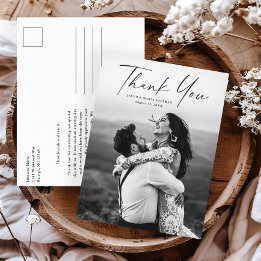 Cartão Postal Obrigado Casamento Foto Script Moderno