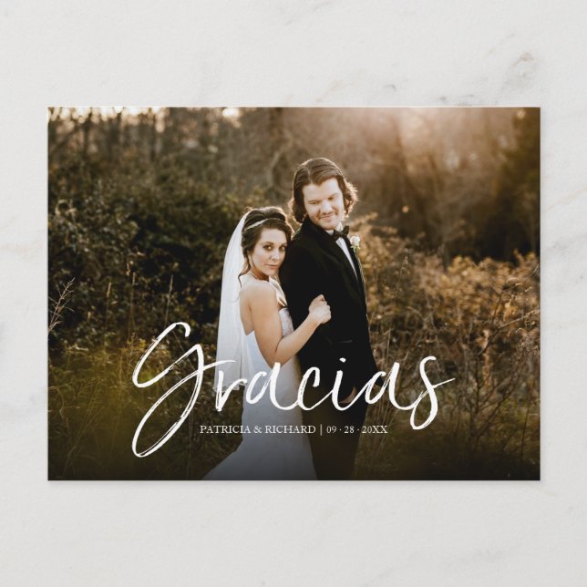Cartão Postal Obrigado Chic Script Casamento Obrigado Foto (Frente)