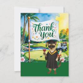 Cartão Postal Obrigado com tema de formatura de golfe