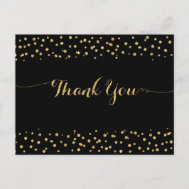 Cartão Postal Obrigado Confete Dourado Brilhante