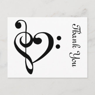 Cartão Postal Obrigado coração musical