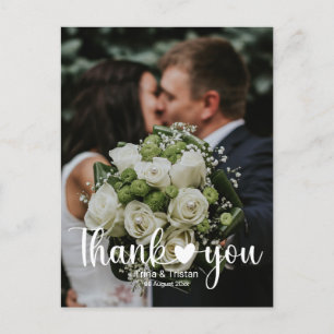 Cartão Postal Obrigado coração Postcard de Foto de Casamento Min
