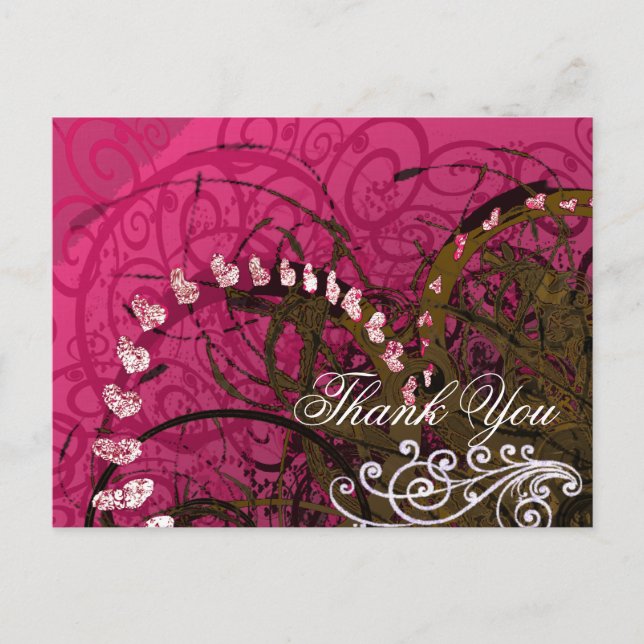 Cartão Postal Obrigado Corações de Framboesa (Frente)