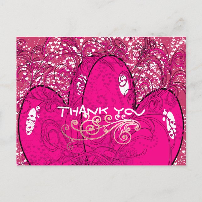 Cartão Postal Obrigado, Corações Duplos (Frente)