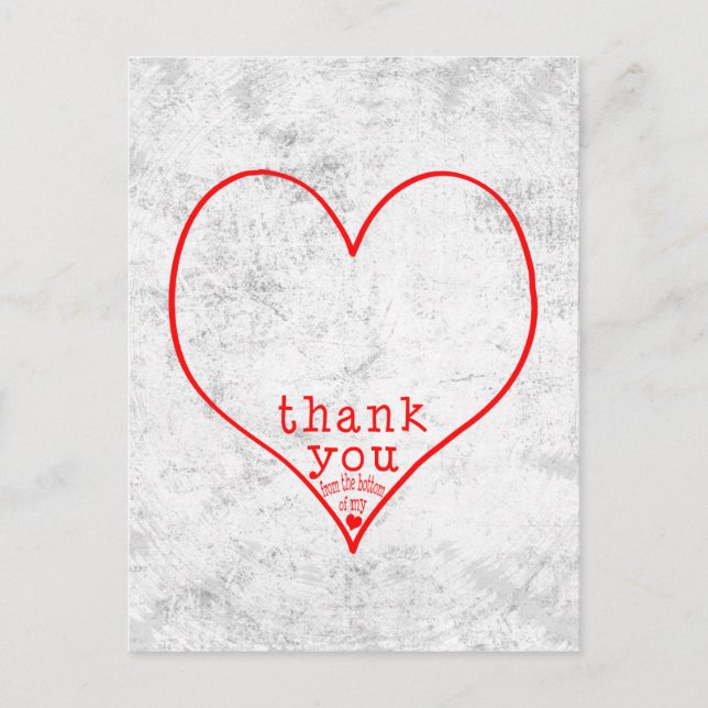 Cartão Postal Obrigado da parte inferior de meu coração (Frente)