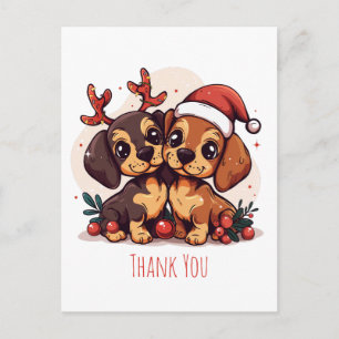 Cartão Postal Obrigado Dachshund Cães de Natal