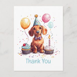 Cartão Postal Obrigado Dachshund de Aniversário 