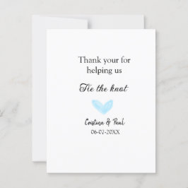 Cartão Postal obrigado dar o nó coração azul casamento rústico