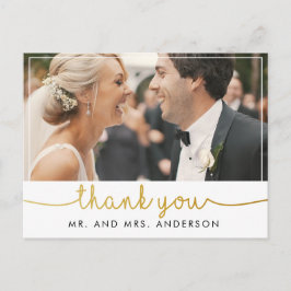 Cartão Postal obrigado de casamento com fotos horizontais, você