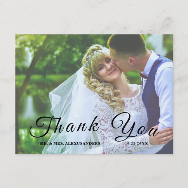 Cartão Postal Obrigado de Casamento Personalizado de Fotografia  (Frente)