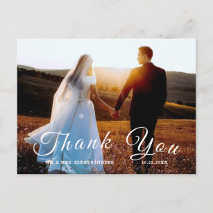 Cartão Postal Obrigado de Casamento Personalizado de Fotografia 