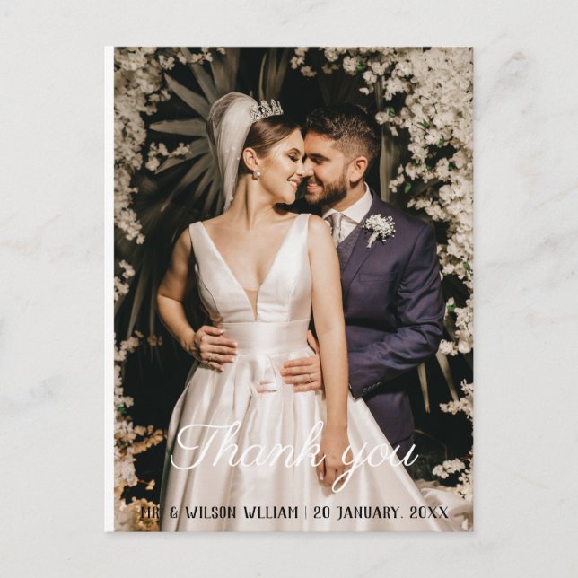 Cartão Postal obrigado de casamento poster rosa (Frente)