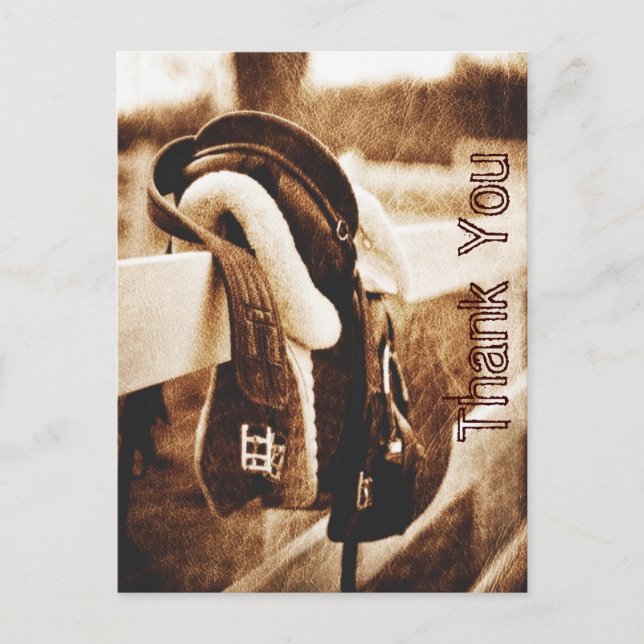 Cartão Postal Obrigado de casamento russo do cowboy ocidental (Frente)