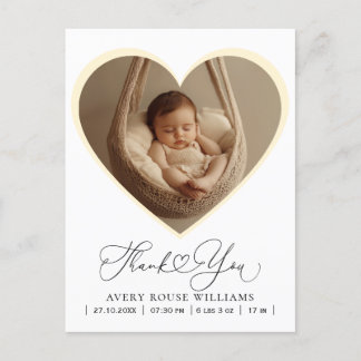 Cartão Postal Obrigado de Foto de Anúncio de Nascimento Moderno