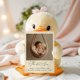 Cartão Postal Obrigado de Foto de Anúncio de Nascimento Moderno