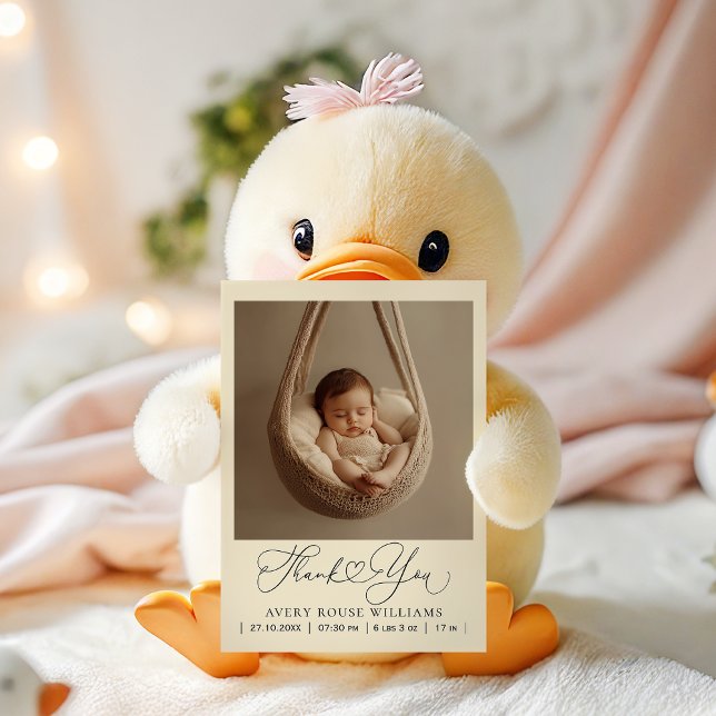 Cartão Postal Obrigado de Foto de Anúncio de Nascimento Moderno (Criador carregado)