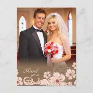 Cartão Postal Obrigado de foto de casamento de hibridação castan