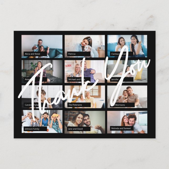 Cartão Postal Obrigado de fotos 12 personalizado de aniversário  (Frente)