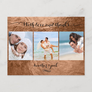 Cartão Postal Obrigado de fotos de cobre/casamento do PixDezines