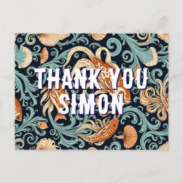 Cartão Postal obrigado de ilustração de peixe-dourado você Cartã