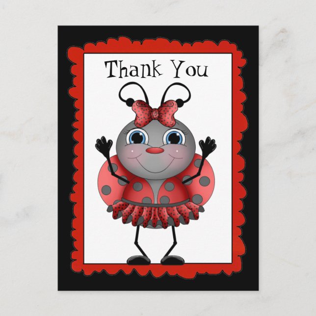 Cartão Postal Obrigado de Ladybug dançante (Frente)