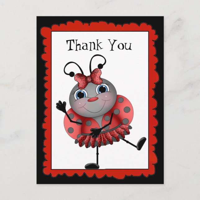 Cartão Postal Obrigado de Ladybug dançante (Frente)