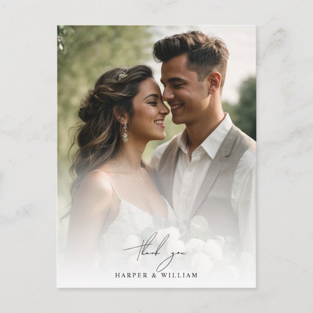 Cartão Postal obrigado de margarida d d'água sua foto do casamen (Frente)