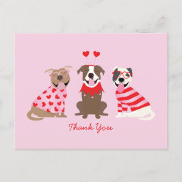 Cartão Postal Obrigado Dia dos Namorados American Pit Bull Terri