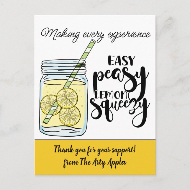 Cartão Postal obrigado do funcionarios que você oferece ao clien (Frente)