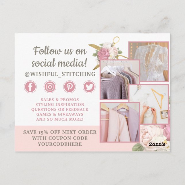 Cartão Postal Obrigado Dourado Chique De Tesoura De Costura 4-Fo (Verso)