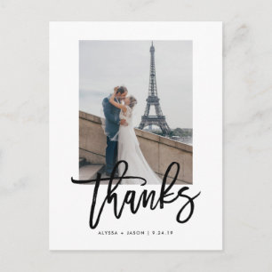 Cartão Postal Obrigado elegante do casamento você com foto