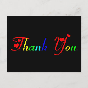 Cartão Postal Obrigado em Cores de Arco-íris