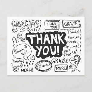 Cartão Postal Obrigado Em Diferentes Idiomas