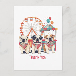 Cartão Postal Obrigado English Bulldogs Em Uma Feira 
