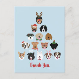 Cartão Postal Obrigado Feliz Pawlidays Árvore de Natal Cachorro