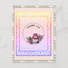 Cartão Postal Obrigado Feriado Rosa Floral