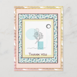 Cartão Postal Obrigado Floral Blue Spark Abstrato