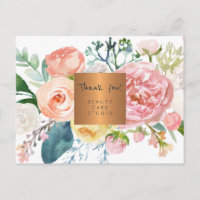 Obrigado floral de cobre com aquarela comercial