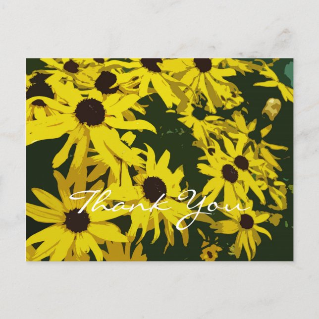 Cartão Postal Obrigado, flores amarelas da margarida (Frente)