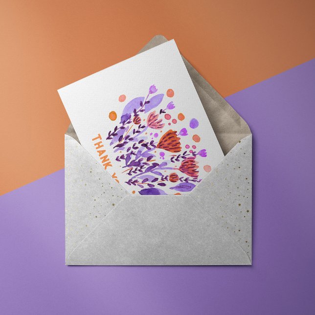 Cartão Postal Obrigado Flores de rabiscos bonitos (Criador carregado)