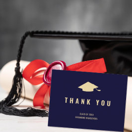 Cartão Postal Obrigado Foto Azul Moderno Dourado