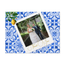 Obrigado Foto De Casamento Lemon Blue Azulejo Eleg