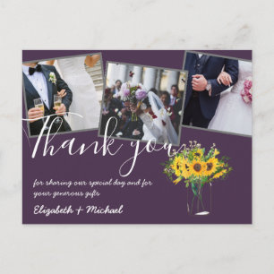 Cartão Postal Obrigado Fotos De Casamento Sobrepor Texto Girassó