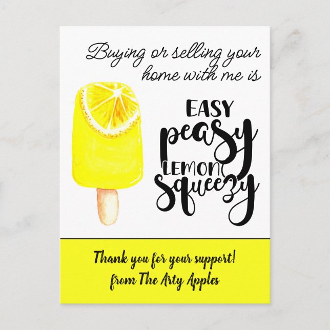 Cartão Postal obrigado funcionarios você oferece marketing imobi (Frente)