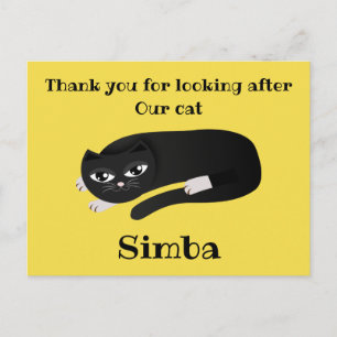 Cartão Postal Obrigado gato cuidador