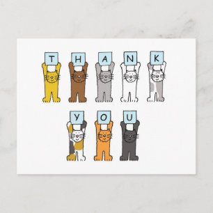 Cartão Postal Obrigado Gatos de Cartoon