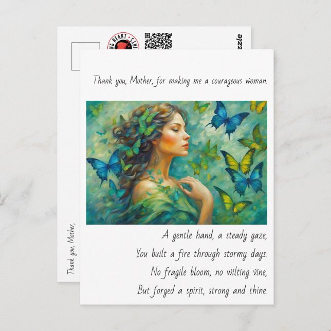 Cartão Postal Obrigado, Mãe Poema (Frente/Verso)