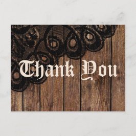 Cartão Postal Obrigado Marrom Madeira e Black Faux Lace